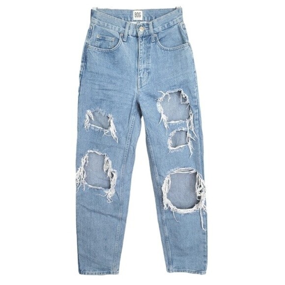 BDG High-Waisted Baggy Jean Destroyed Light Wash Women's Size 25 - Picture 2 of 11